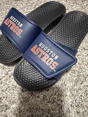 Navy Slide Sandals for Men - Team Logo Strap